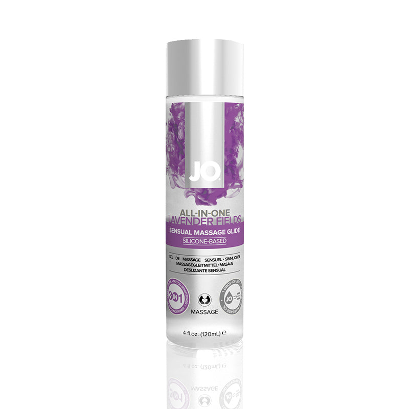 JO All-In-One Massage Glide - Lavendar (Silicone-Based) 4 fl oz / 120 ml