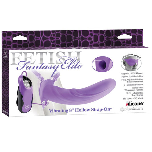 Pipedream Fetish Fantasy Elite Vibrating 8 in. Silicone Hollow Strap-On Purple