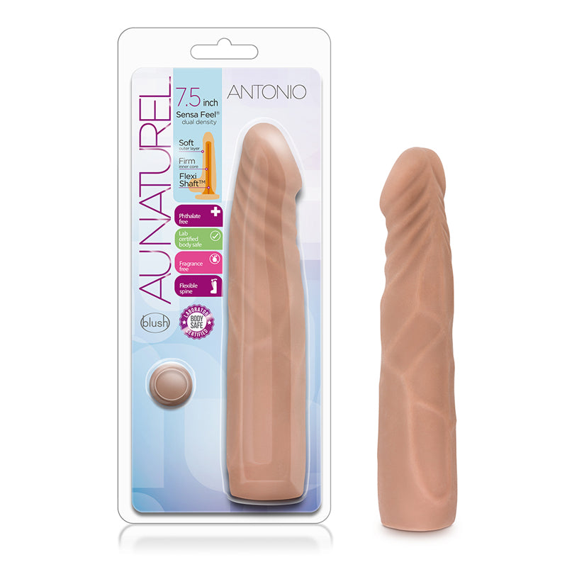 Blush Au Naturel Antonio 7.5 in. Posable Dual Density Dildo Tan