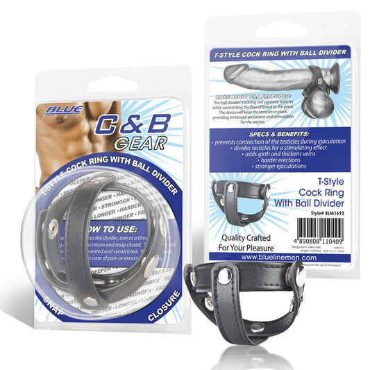 Blue Line C & B Gear T-style Cock Ring with Ball Divider