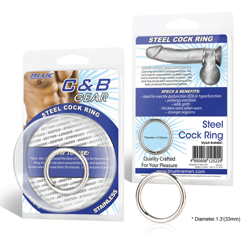 Blue Line C & B Gear Stainless Steel Cock Ring 1.3 in.