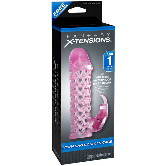 Pipedream Fantasy X-tensions Vibrating Couples Cage 1 in. Extension Pink