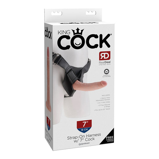 Pipedream King Cock Strap-On Harness With 7 in. Cock Beige