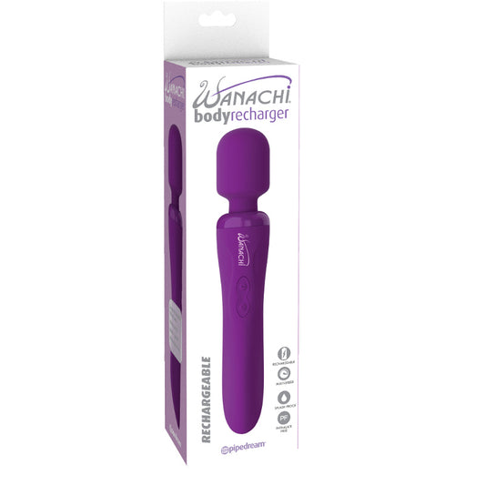 Pipedream Wanachi Body Recharger Rechargeable Silicone Wand Vibrator Purple