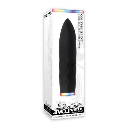 Evolved On The Spot Light-Up Rechargeable Silicone Bullet Vibrator Black