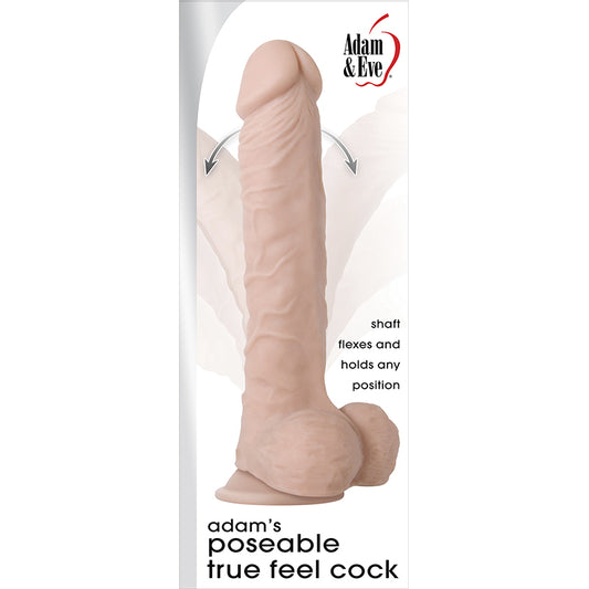 Adam & Eve Adam's Poseable True Feel Cock 7 in. Dual Density Dildo With Balls Beige