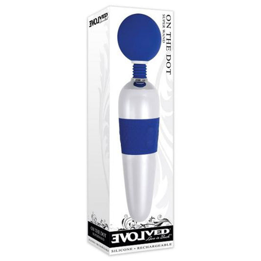 Evolved On The Dot Rechargeable Silicone Flexible Head Wand Vibrator Blue/White