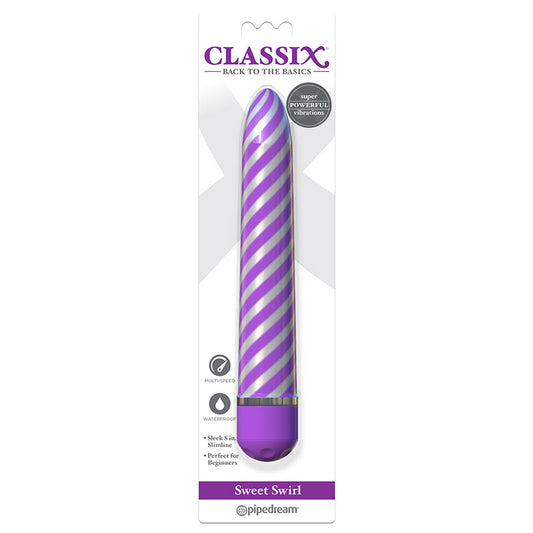 Pipedream Classix Sweet Swirl 8 in. Slimline Vibrator Purple