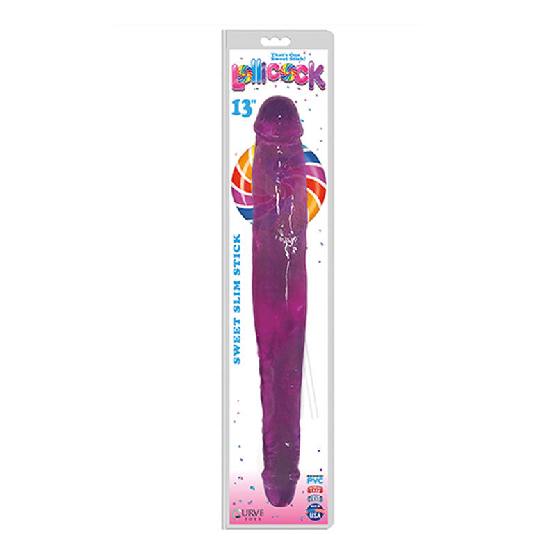 Curve Toys Lollicock Sweet Slim Stick 13 in. Dual Ended Dildo Grape