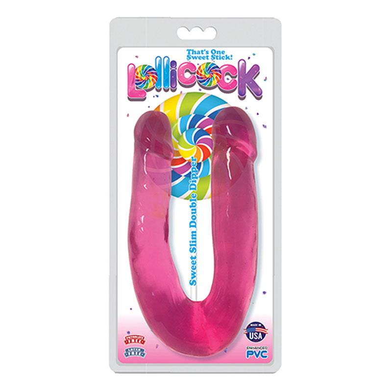 Curve Toys Lollicock Sweet Slim Double Dipper Dual Ended Dildo Cherry