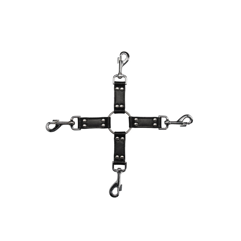 Ouch! Pain Saddle Leather 4-Way Hogtie Cross Black