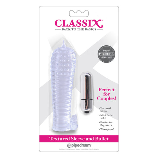 Pipedream Classix Textured Sleeve & Bullet Set Clear