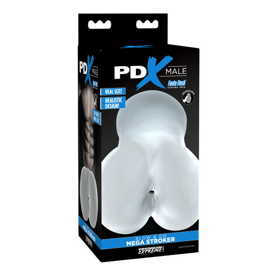 PDX Male Blow & Go Squeezable Anal Mega Stroker Clear