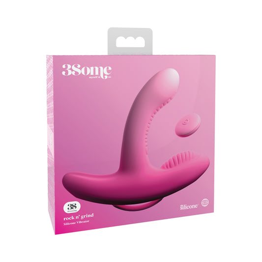 Pipedream 3Some Rock n' Grind Rechargeable Remote-Controlled Dual Stimulation Silicone Vibrator Pink