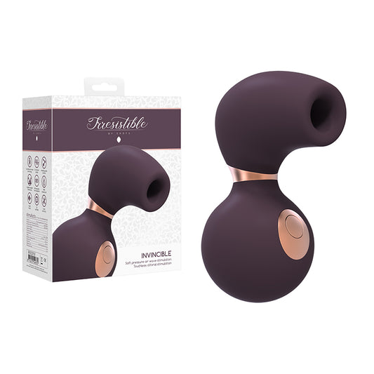 Shots Irresistible Invincible Rechargeable Silicone Soft Pressure Air Wave Clitoral Stimulator Purple