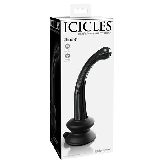 Pipedream Icicles No. 87 Curved Glass G-Spot Massager With Suction Cup Black