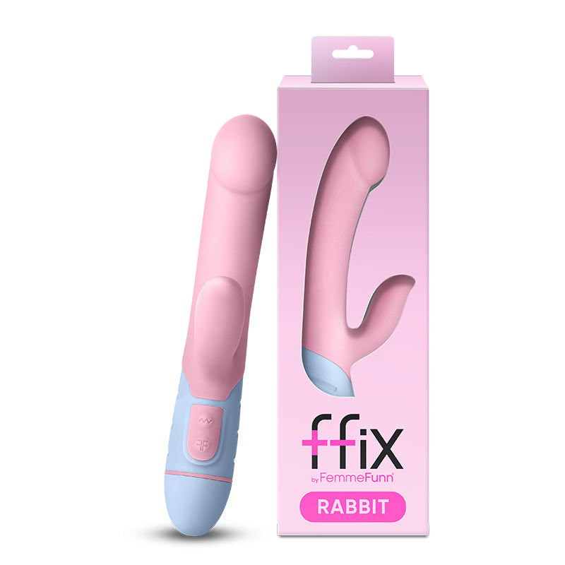 FemmeFunn FFIX Rabbit Waterproof Silicone Dual Stimulation G-Spot Vibrator Light Pink