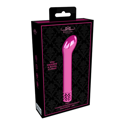 Shots Royal Gems Jewel Rechargeable Curved ABS Bullet Vibrator Pink