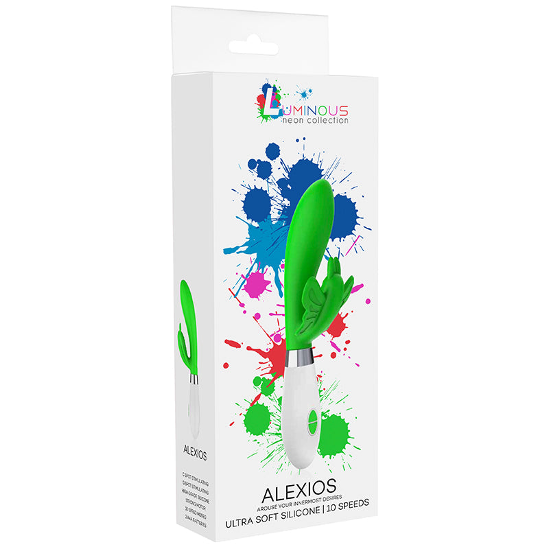 Luminous Alexios 10-Speed Silicone Dual Stimulation Vibrator Green