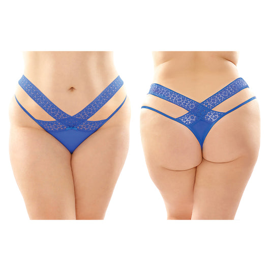 Fantasy Lingerie Daphne Microfiber Brazilian-Cut Panty With Criss-Cross Lace Waistband 6-Pack Royal Queen Size