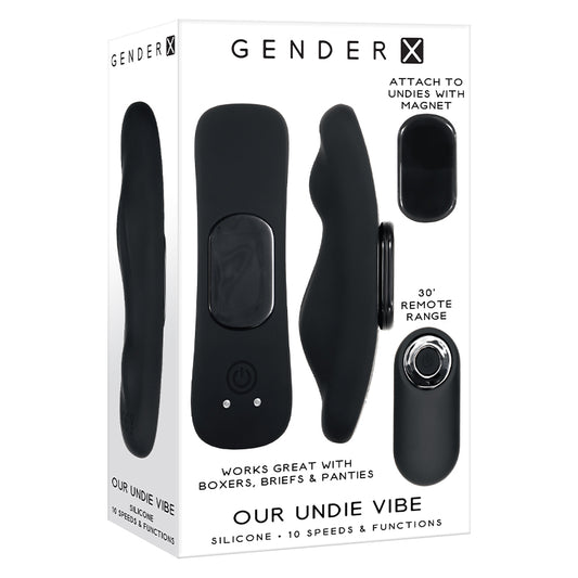 Gender X Our Undie Vibe Rechargeable Remote-Controlled Magnetic Silicone Underwear Vibrator Black