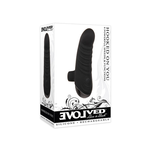 Evolved Hooked On You Rechargeable Silicone Finger Vibrator Black