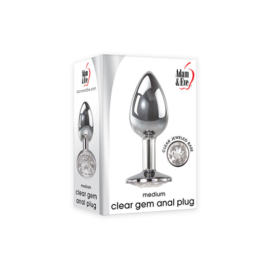 Adam & Eve Metal Anal Plug With Clear Gemstone Base Medium