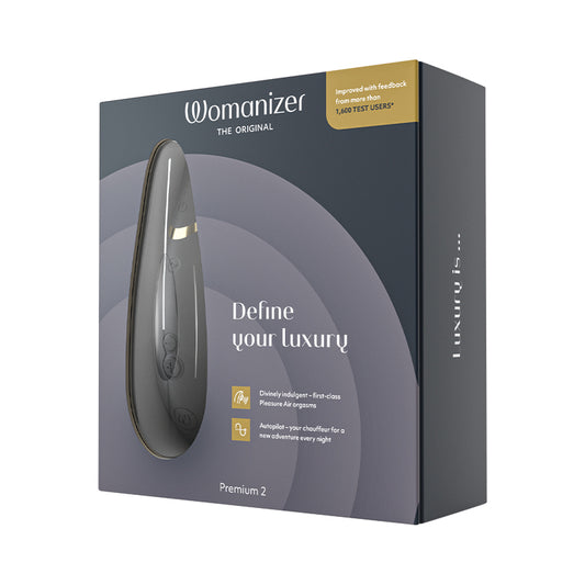 Womanizer Premium 2 Rechargeable Silicone Luxurious Pleasure Air Clitoral Stimulator Black