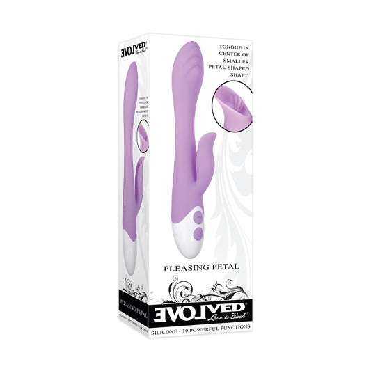 Evolved Pleasing Petal Rechargeable Silicone Flicking Dual Stimulator Light Purple