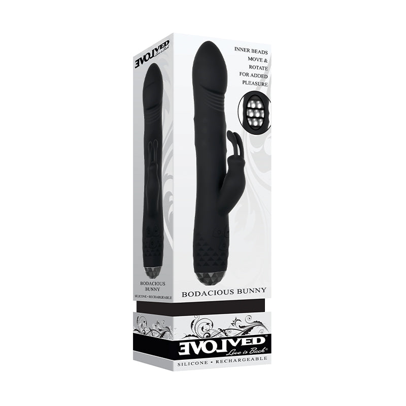 Evolved Bodacious Bunny Rechargeable Silicone Rabbit Vibrator Black