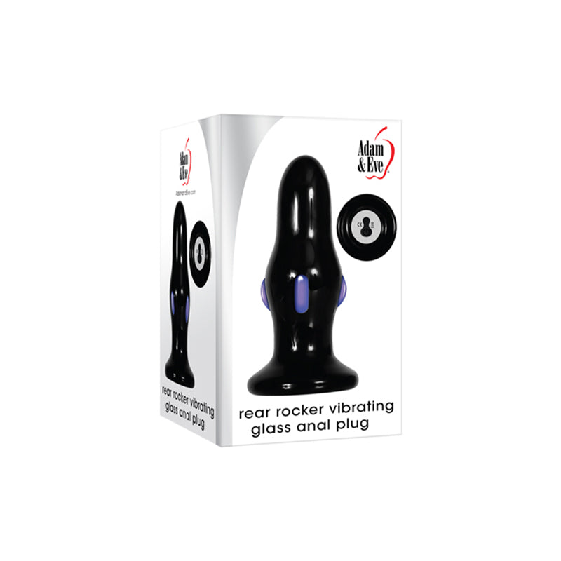 Adam & Eve Rear Rocker Rechargeable Vibrating Glass Anal Plug Black