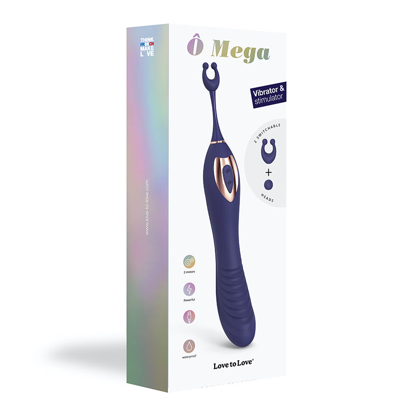 Love to Love O Mega Silicone Multi-Function Vibrator and Clitoral Stimulator Midnight Indigo