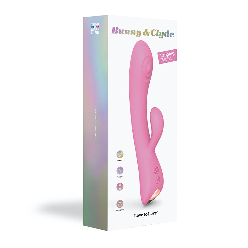 Love to Love Bunny & Clyde Rechargeable Tapping Rabbit Silicone Vibrator Pink Passion