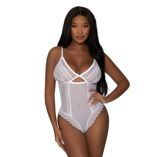 Magic Silk Modern Romance Cheeky Teddy White L/XL