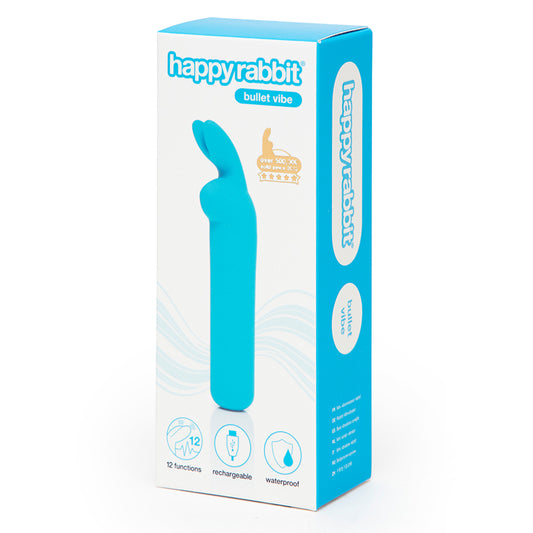 Happy Rabbit Rechargeable Silicone Bullet Vibrator With Ears Blue