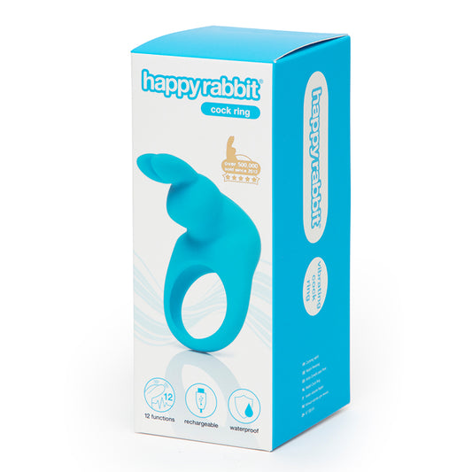 Happy Rabbit Rechargeable Silicone Cockring With Ears Blue