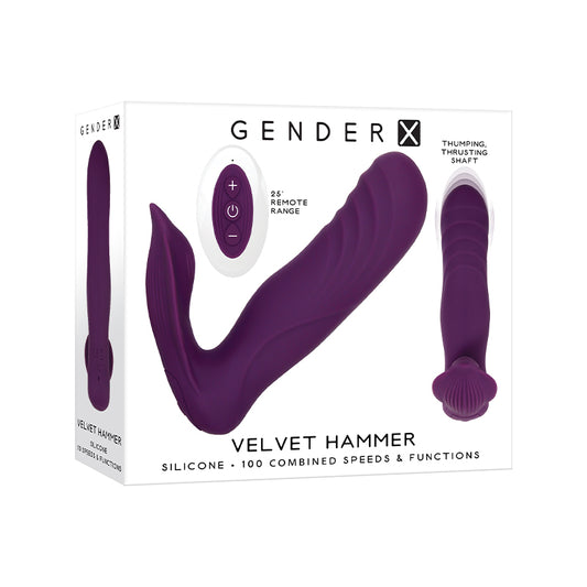 Gender X Velvet Hammer Rechargeable Remote-Controlled Thumping Thrusting Dual Stimulator Purple