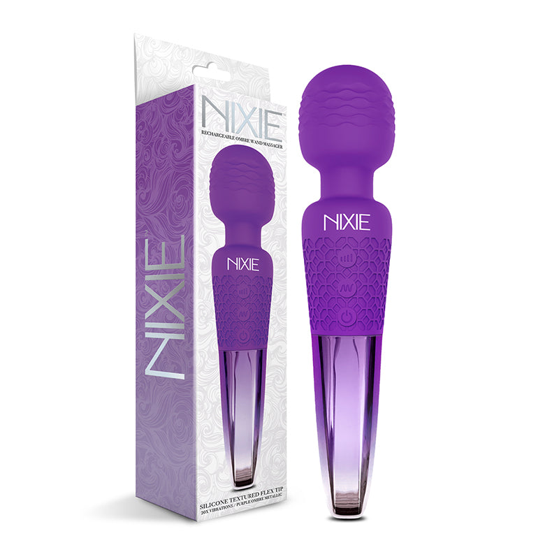 Nixie Rechargeable Wand Massager Purple Ombre Metallic