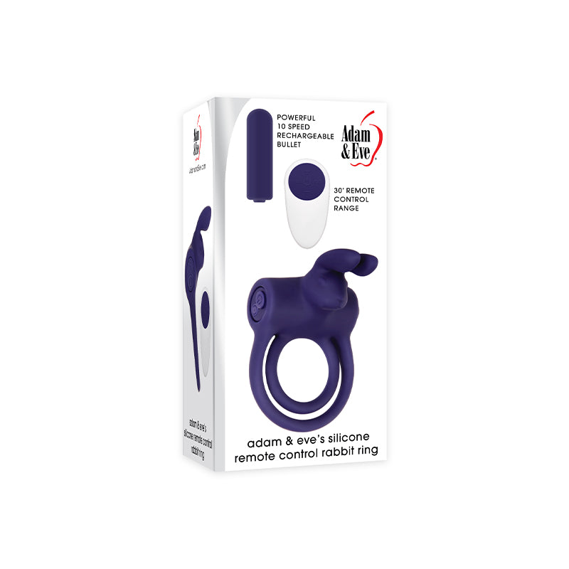 Adam & Eve Rechargeable Remote-Controlled Silicone Rabbit Cockring Purple