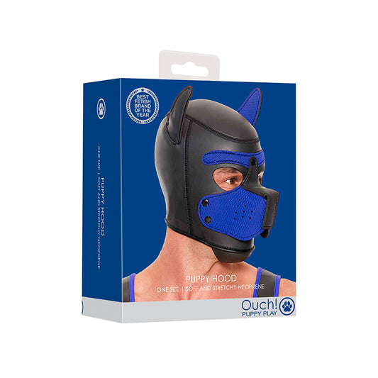 Ouch! Puppy Play Neoprene Puppy Hood Black/Blue