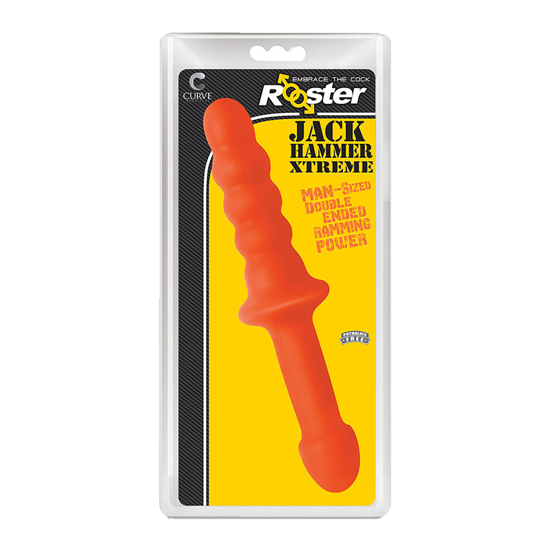 Curve Toys Rooster Jackhammer XL 11.5 in. Rippled Dildo with Insertable Handle Orange