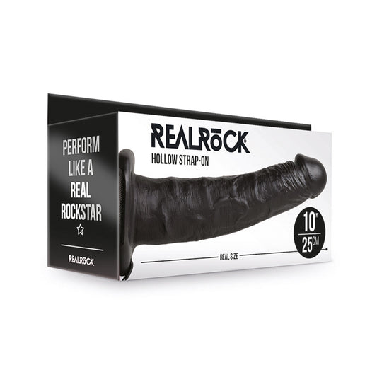 RealRock Realistic 10 in. Hollow Strap-On Black