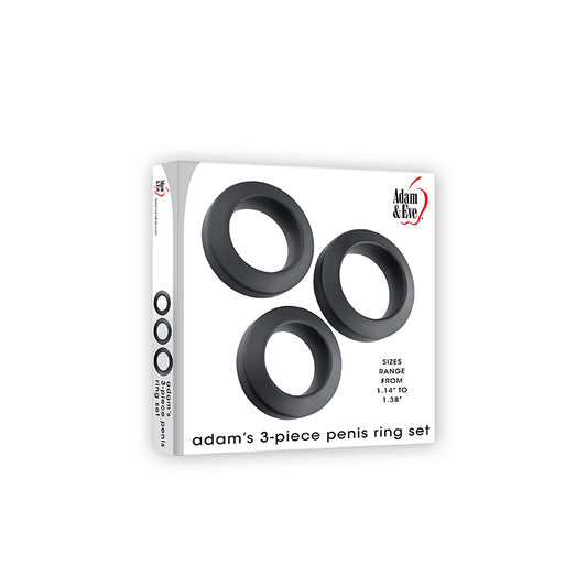 Adam & Eve Adam's 3-Piece Silicone Cockring Set Black