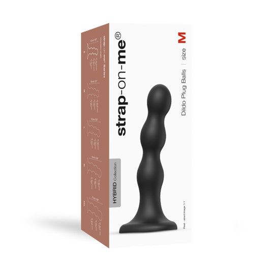 Strap-On-Me Hybrid Collection Silicone Dildo Plug Balls Black M