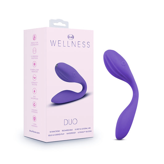 Blush Wellness Duo Rechargeable Silicone Wearable Couples Dual Stimulation Vibrator Purple