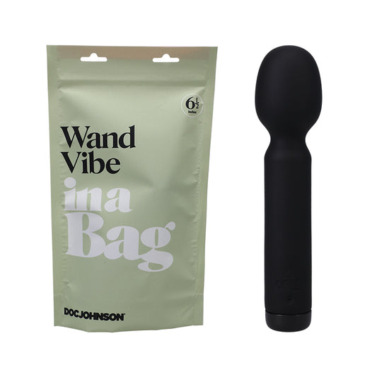 Doc Johnson Wand Vibe In A Bag Rechargeable Silicone Vibrator Black