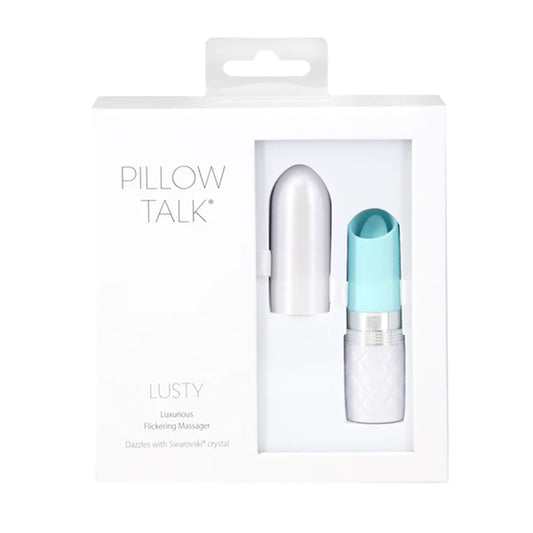 Pillow Talk Lusty Silicone Flickering Lipstick Vibrator with Swarovski Crystal Teal