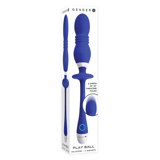 Gender X Play Ball Rechargeable Thrusting Silicone Dual Orb Vibrator Blue