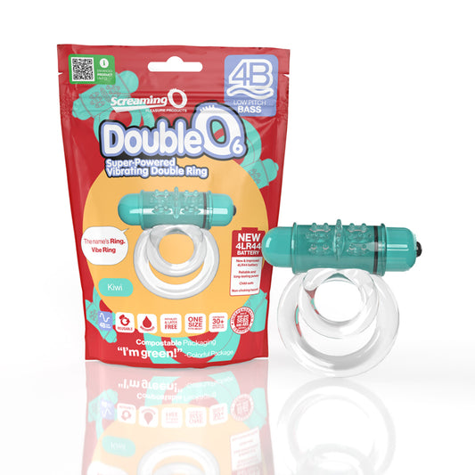 Screaming O 4B DoubleO 6 Vibrating Double Cockring Kiwi