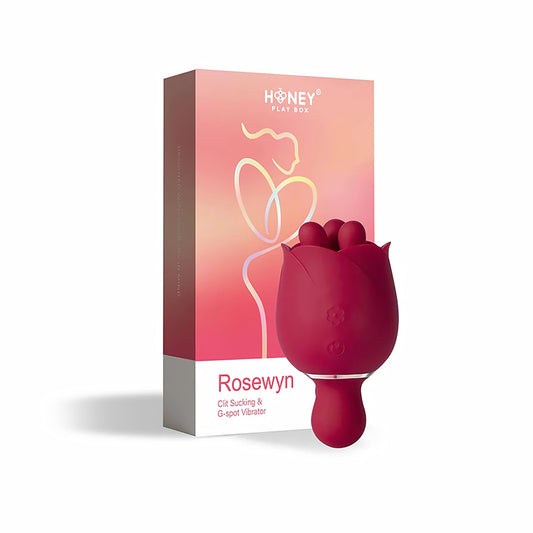 Rosewyn Rotating Rose Vibrator and Pinpoint Stimulator Red